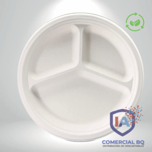 PLATO BIODEGRADABLE C/DIVICIÓN P26 X25 UNIDADES