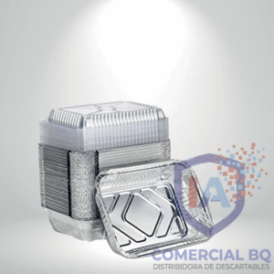 Envases rectangulares de aluminio descartables resistentes para hornear, conservar y transportar alimentos de Comercial BQ.