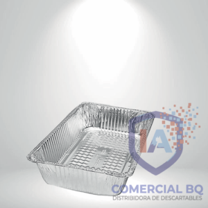 Envases rectangulares de aluminio descartables resistentes para hornear, conservar y transportar alimentos de Comercial BQ.