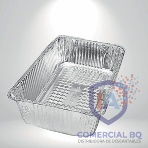 Envases rectangulares de aluminio descartables resistentes para hornear, conservar y transportar alimentos de Comercial BQ.