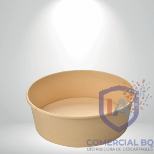 Bowl kraft descartable ecológico para alimentos, resistente y práctico para delivery y comida para llevar de Comercial BQ.